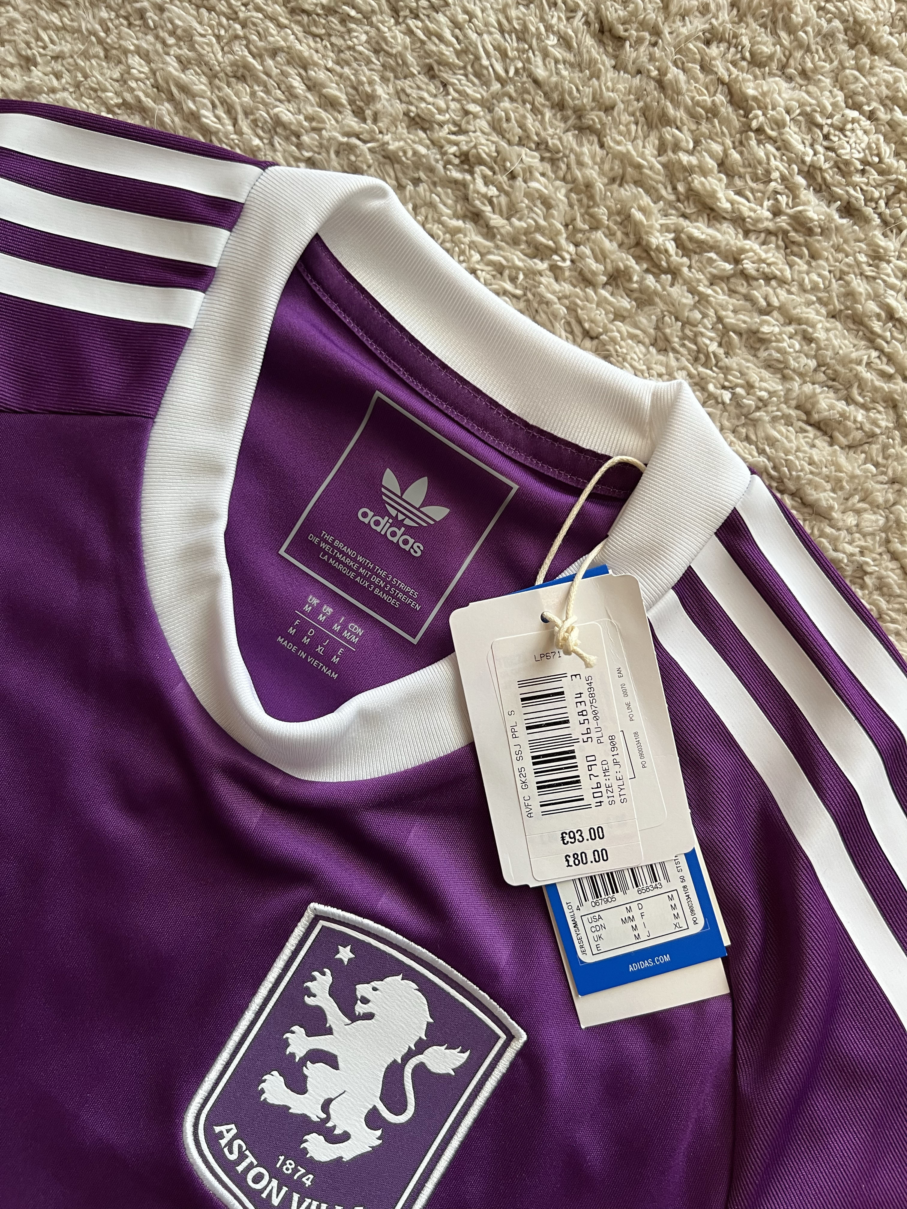 Authenticity evidence image of Aston Villa 2025/26 Adidas GK 5 Goalkeeper Shirt (Betano) - Men's Medium