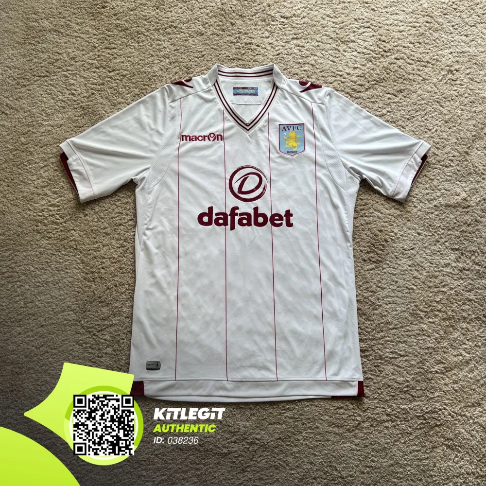 Front view of Aston Villa 2014/15 Macron Away Shirt (Dafabet) - Men's Medium