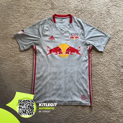 Front view of New York Red Bulls 2019/20 Adidas Home Shirt (Red Bull) - Men's Medium