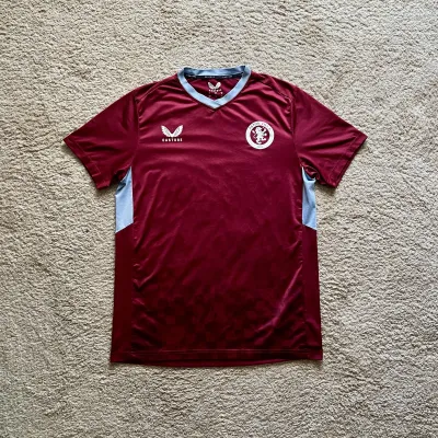 Front view of Aston Villa 2023/24 Castore 1 Pre Match Shirt - Men's Medium
