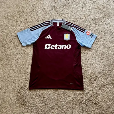 Front view of Aston Villa 2024/25 Adidas Home Shirt (Betano) - Men's Medium