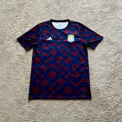 Front view of Aston Villa 2024/25 Adidas 1 Pre Match Shirt - Men's Medium